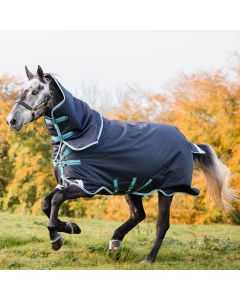 Horseware Amigo Bravo 12 Plus Medium 250g Turnout Rug Navy/Aqua/Turquoise