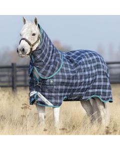 Horseware Rhino Pony Plus Medium 250g Turnout Rug Navy Check/Teal