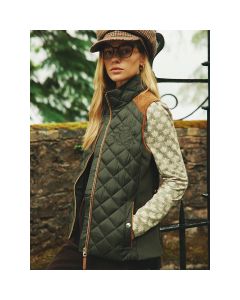 Joules Womens Braemar Luxe Gilet Green