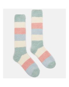 Joules Womens Fluffy Socks Pastel Stripe