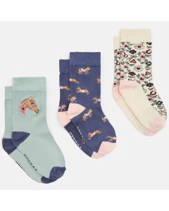 Joules Kids Neat Feet 3 Pk Socks Equest