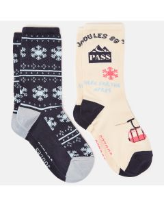 Joules Womens Everyday 2 Pk Socks Ski Cream