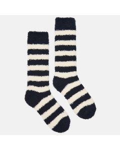 Joules Womens Fluffy Socks Navy Stripe