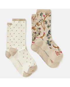 Joules Womens Everyday 2 Pk Socks Neutral Wood