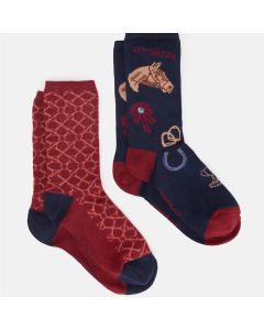 Joules Womens Everyday 2 Pk Socks Navy Horse