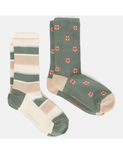 Joules Womens Everyday 2 Pk Socks Khaki Fox