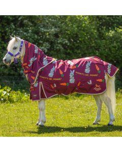 Gallop Equestrian Ponie Bunnies & Carrots 50G Dual Rug & Neck Turnout Set Burgundy