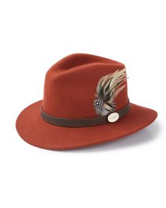 Hicks & Brown Ladies Suffolk Fedora Hat Guinea & Pheasant Feather