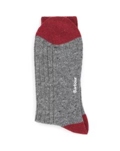 Barbour Mens Houghton Socks Mid Grey/Red