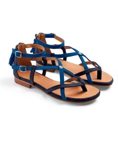 Fairfax & Favor Womens Brancaster Leather Sandals Porto Blue/Navy - Premium Stockist Exclusive