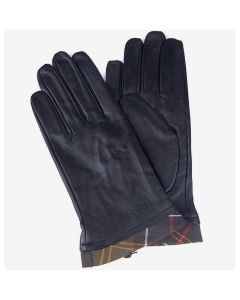 Barbour Womens Tartan Trimmed Leather Gloves Black