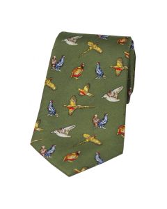 Sax Mens Soprano Country Birds Silk Country Tie Green