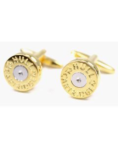 Sax Mens Soprano Shotgun Cartridge Cufflinks Gold