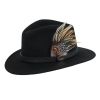 Hicks & Brown Ladies Suffolk Fedora Black Guinea and Pheasant Feather
