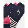 Joules Womens Everyday 2 Pk Socks Navy Dog