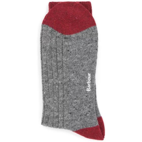 Barbour Mens Houghton Socks Mid Grey/Red