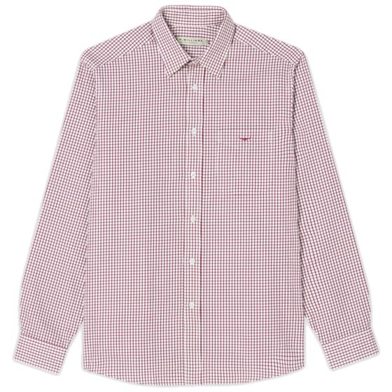 RM Williams Mens Collins Shirt Burgundy/White