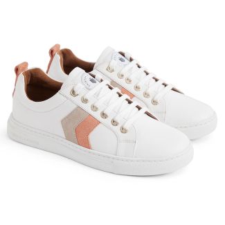 Fairfax & Favor Womens Alexandra Leather Trainers White Melon/Stone