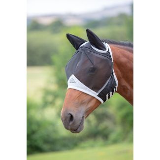 Shires Fine Mesh Fly Mask With Ears Black