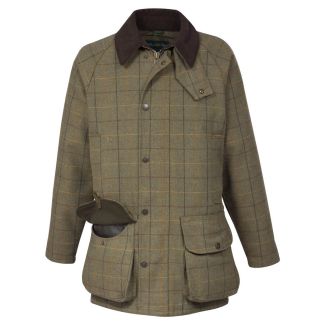 Alan Paine Mens Waterproof Rutland Tweed Field Coat Dark Moss