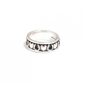 Hiho Silver Exclusive Sterling Silver Hearts & Horseshoes Spinner Ring