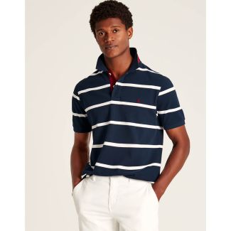 Joules Mens Filbert Striped Classic Fit Polo Shirt-Navy/White