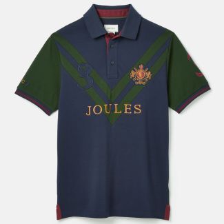 Joules Mens Embellished Polo Top Navy/Green
