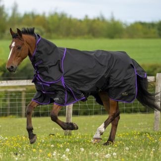 Gallop Equestrian Trojan Dual Lightweight Turnout Rug & Neck Set - Navy/Purple