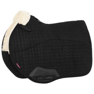 LeMieux Merino+ Half Lined Suede EuroJump Saddle Pad Black/Natural