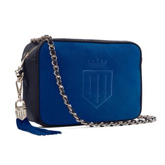 Fairfax & Favor Finsbury Suede Cross-Body Bag - Porto Blue/Navy