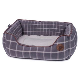 Petface Grey Window Pane Check Square Pet Bed