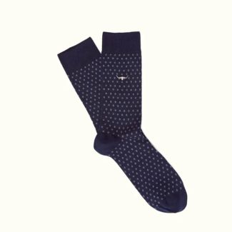 RM Williams Nelson Fine Gauge Cotton Socks-Navy/Grey-Medium