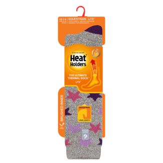 SockShop Heat Holders Ladies Hartland Stars Long Thermal Socks Light Grey