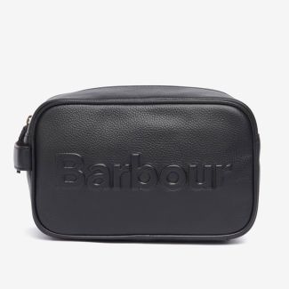 Barbour Mens Logo Leather Wash Bag