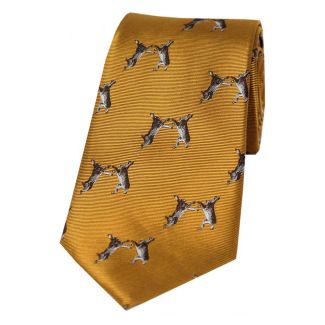 Sax Mens Soprano Boxing Hares Silk Country Tie Gold