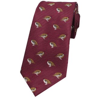 Sax Mens Woven Silk Tie Country Pheasants Wine